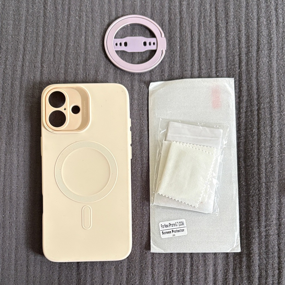 MagSafe-Compatible Beige Phone Case with Camera Protection